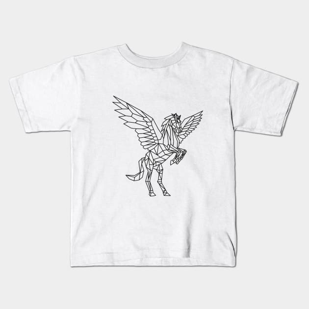 Low Poly Origami Pegasus Kids T-Shirt by shaldesign